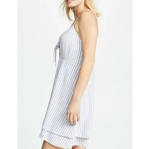 Rails Women's White Navy Canela Stripe Tiered Mini Dress Size Large - Picture 3 of 11